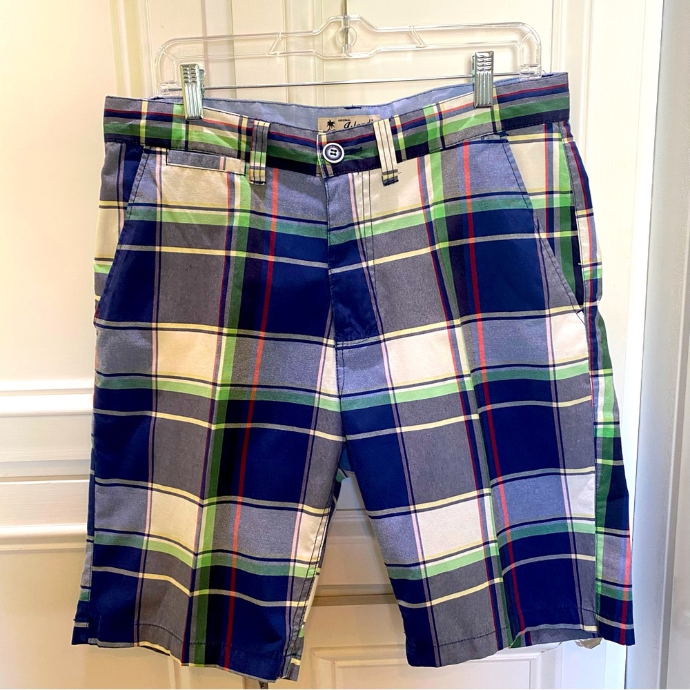 Islandia Clothing Mens 34 Preppy MulticolorPlaid  Flat Front Shorts Cotton Blend